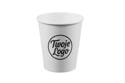 Kubek papierowy biały 180ml jednowarstwowy z nadrukiem